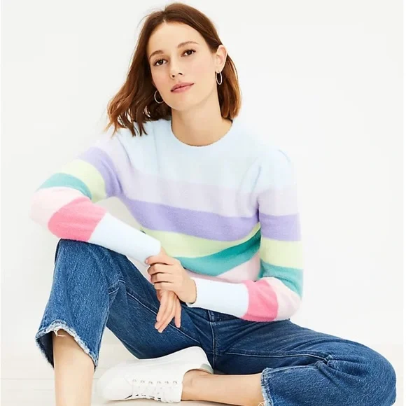 NEW Loft Striped Soft Sweater Size Small New With Tags NWT - Picture 2 of 7